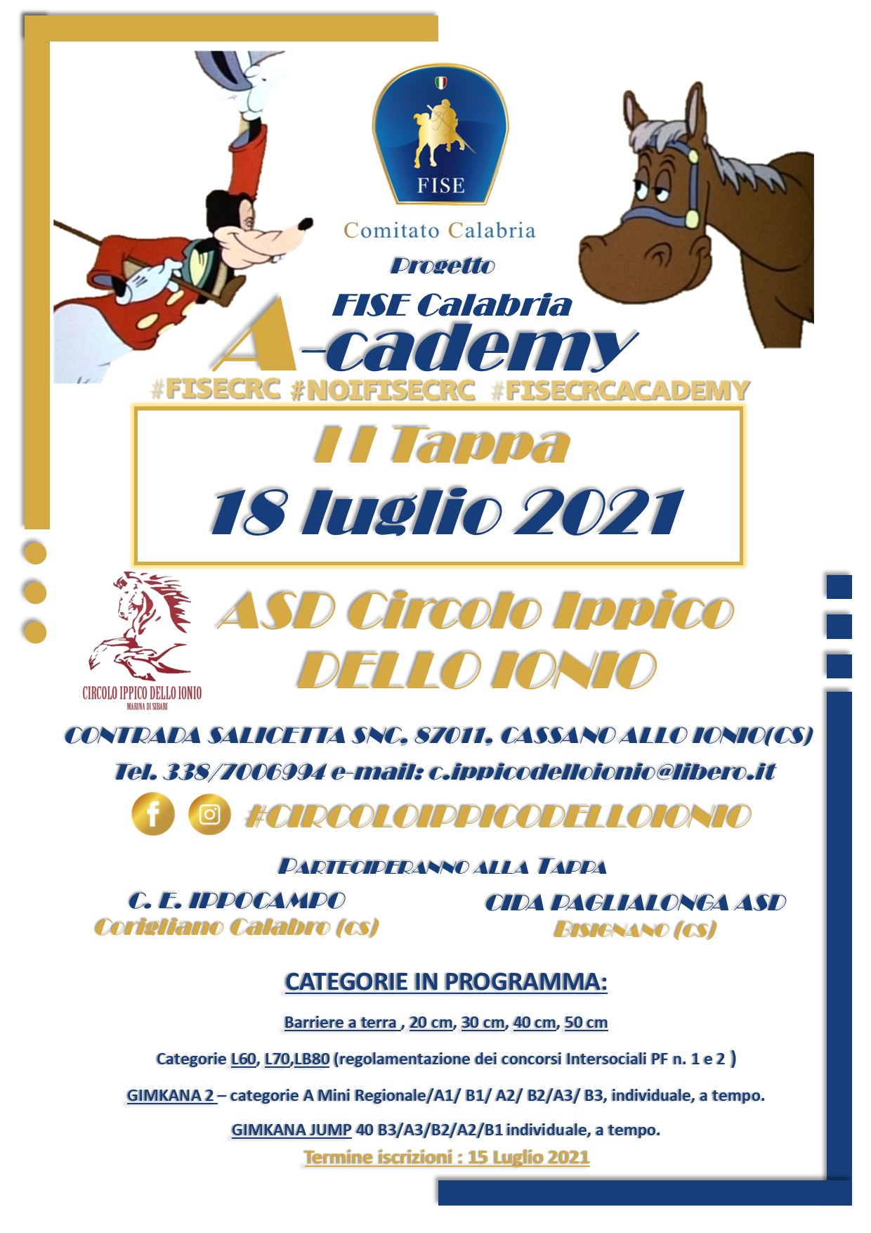 FIse Calabria A cademy Locandina 18 Luglio Circolo Ippico dello Ionio