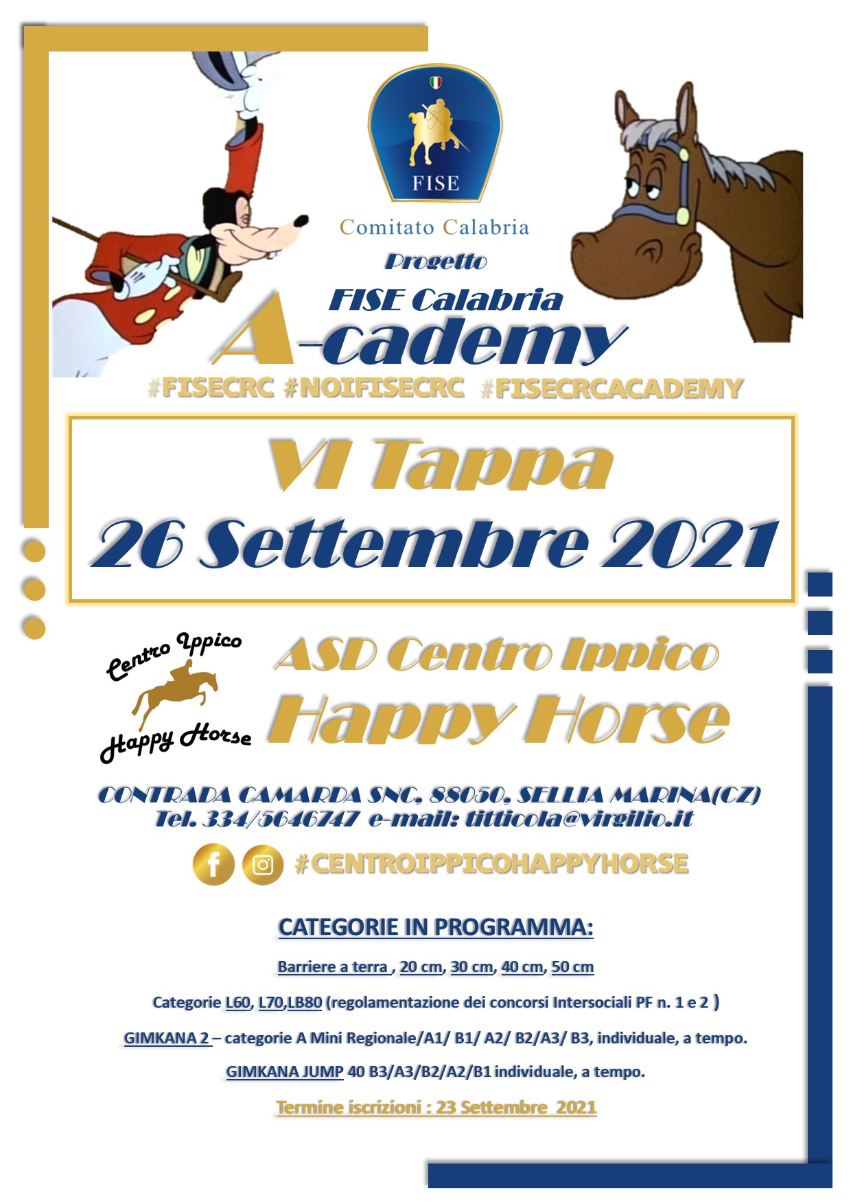 FIse Calabria A cademy Locandina 26 settembre Happy Horse