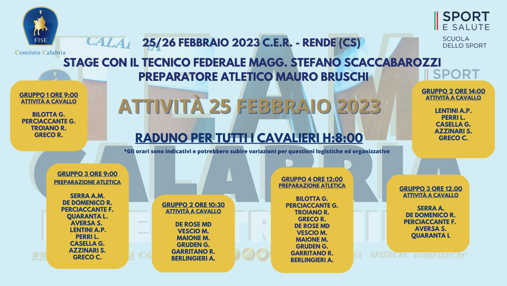 time table 25 febbraio 2023