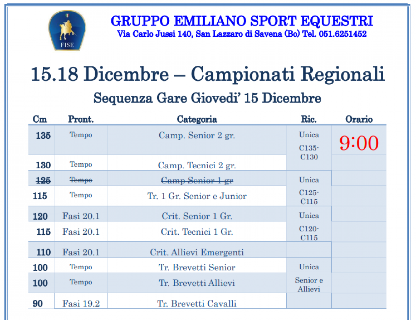 Federazione Italiana Sport Equestri CR Emilia Romagna Programma