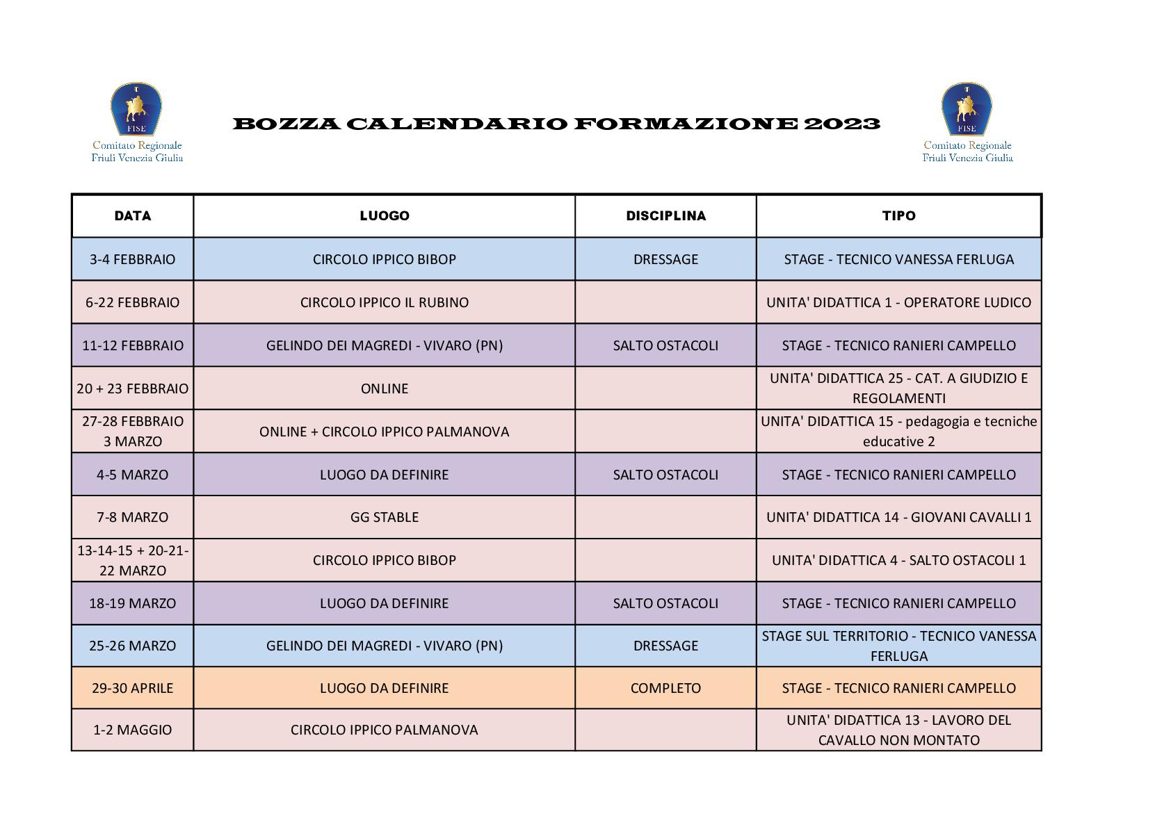 CALENDARIO FORMAZIONE PROVV.2023 001