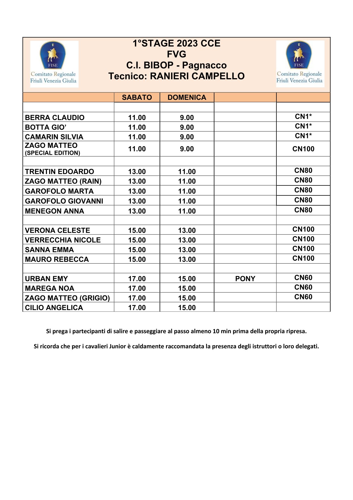 ORARI 1 STAGE 2023 CCE so 1