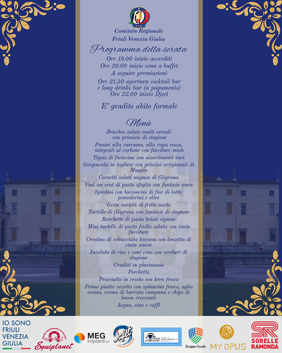 Programma e menu La notte dei campioni 2026
