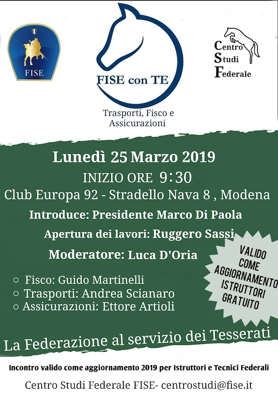 Locandina FISE con TE Modena 25 Marzo 2019