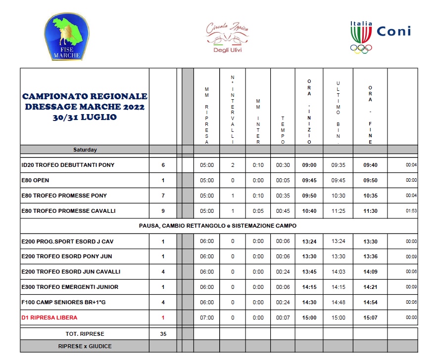 time table Camp