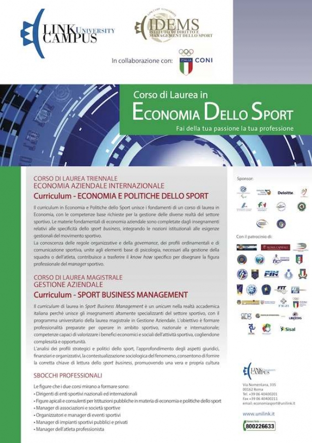 ATTUALITÀ: Alla Link Campus un corso di Laurea in Economia dello Sport