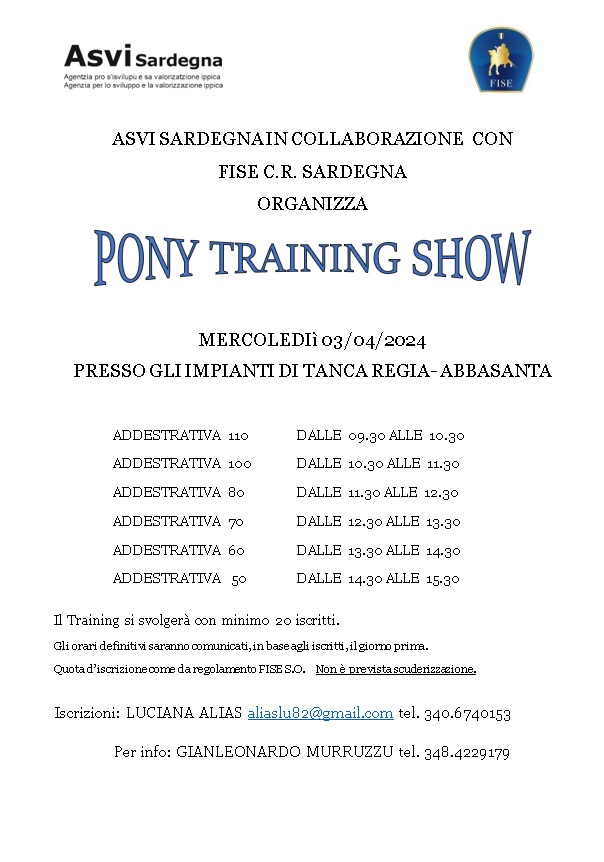 PROGRAMMA PONY TRAINING SHOW