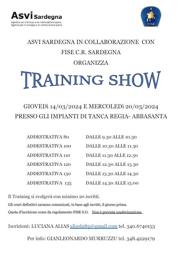 PROGRAMMA TRAINING SHOW 14 20 mar 2024