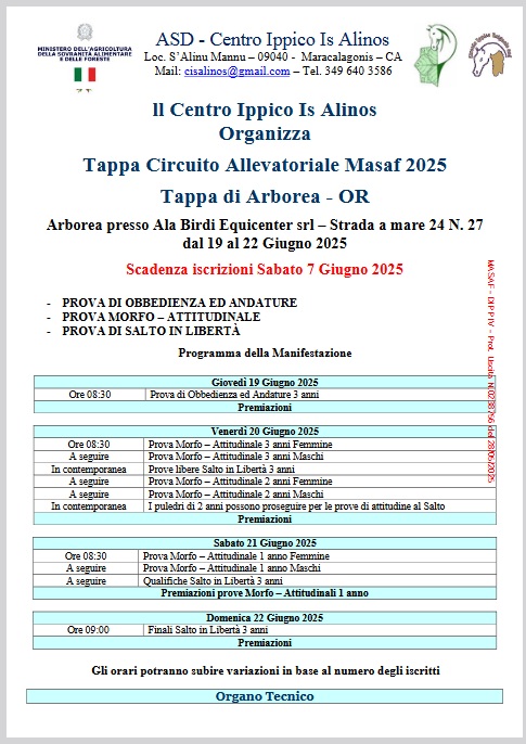 CIRCUITO ALLEVATORIALE 19 22 GIUGNO 2025 programma