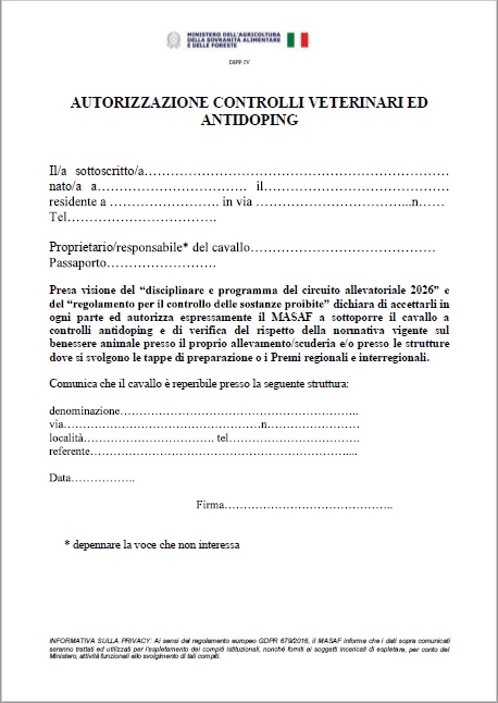 2026.06.18 21 autorizzazione controlli veterianri e antidoping