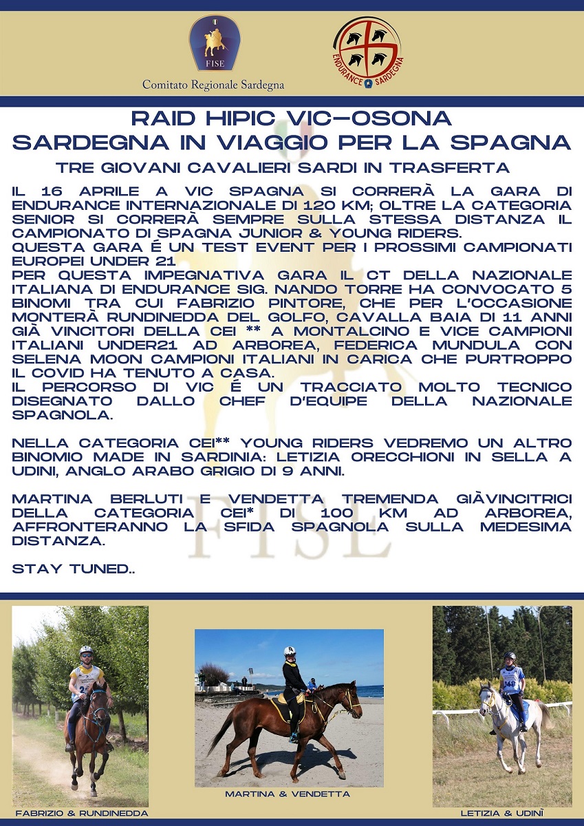 Raid HIPIC VIC OSONA Sardegna in viaggio per la Spagna