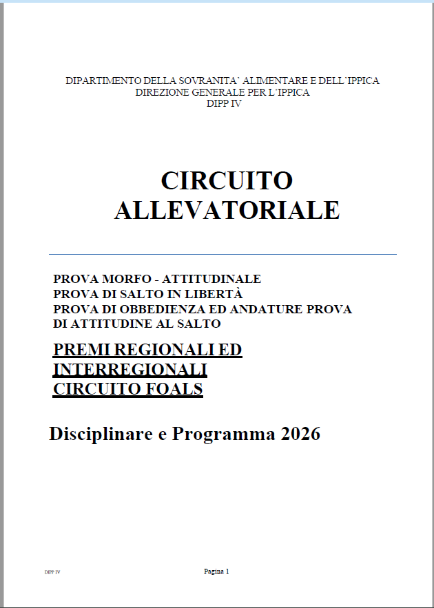 Disciplinare Circuito Allevatoriale Masaf 2026