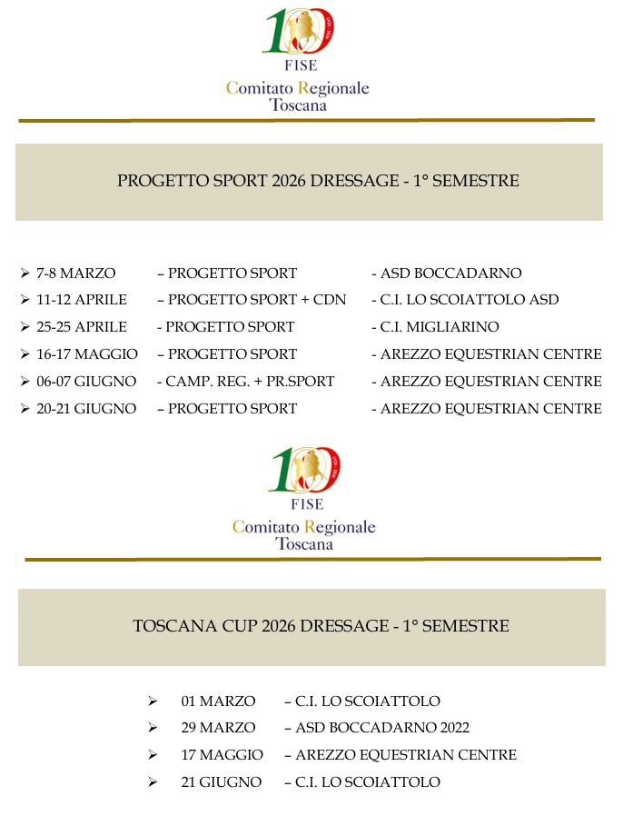 DATE P.S. E TOSCANA CUP DRESSAGE