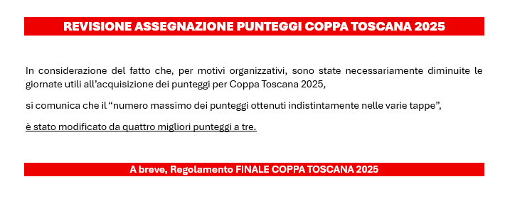 revisione assegnazione punti Coppa toscana